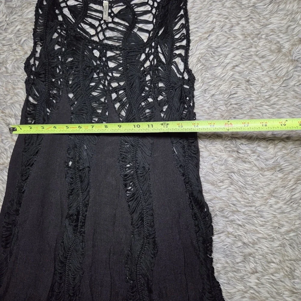 Black‎ Crochet Macrame Festival Vest Boho Witchy Beach Cover Up Top One Size
